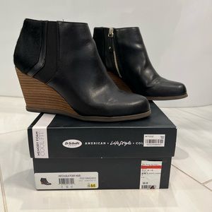 Dr. Scholls Bootie Blk Leather Horse hair